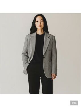 Ralph Lauren Gray Textured Houndstooth Blazer